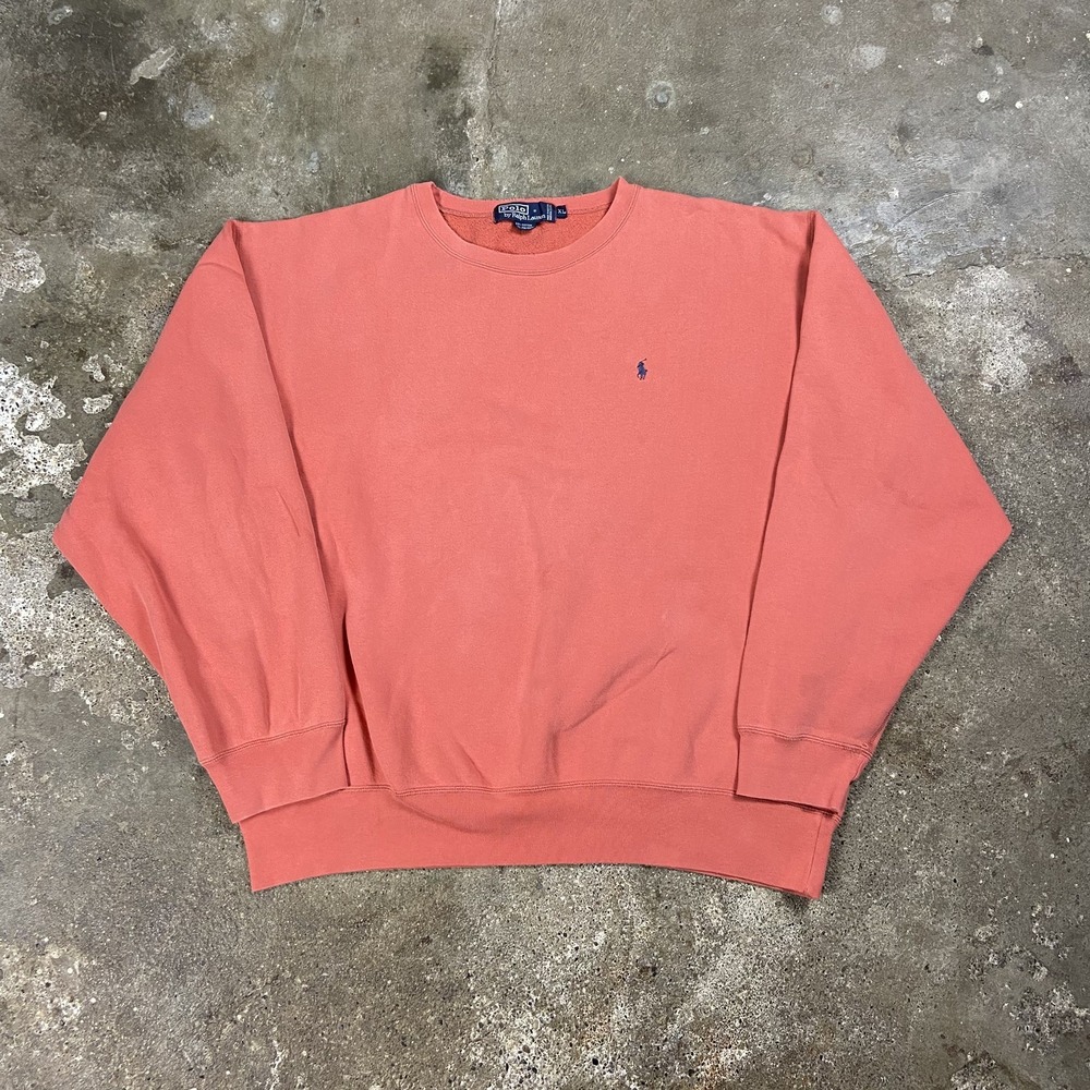 Vintage 90s Polo Ralph Lauren Sweatshirt Size XL Pink Crewneck Pullover Pony